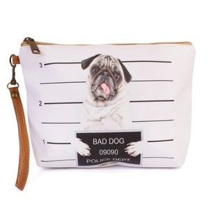 Bad Dog Zippered Makeup Pouch Feat Pug